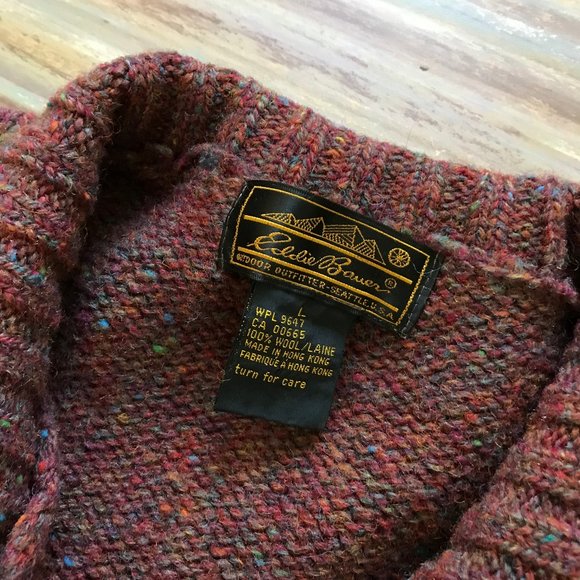 Eddie Bauer Wool Pullover Henley Knit Sweater Vintage Burgundy Heather - Picture 4 of 7